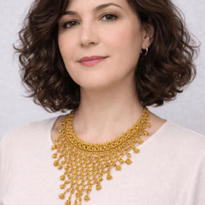 tığ İşi boncuklu gold gerdanlık – Özel tasarım